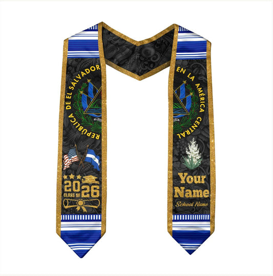 Custom Salvadorans American Flag Graduation Sash 2026