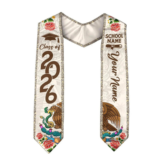 Personalized Mexican Graduation Sash, Mexican Flag Graduation Sash, Mexico Stole, Mexican Graduation Stole 2026, Custom Name & School Stole